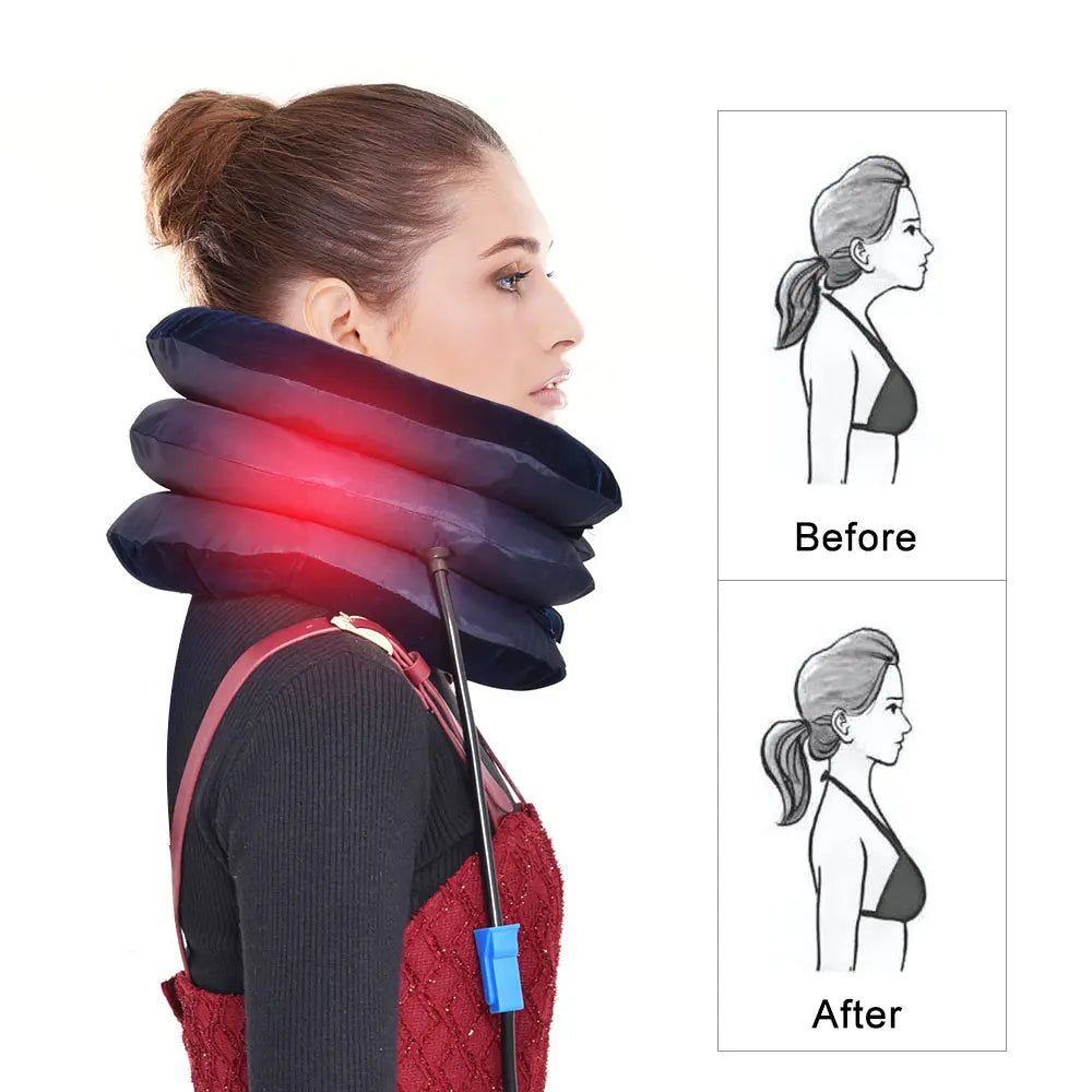 Inflatable Neck Collar Pillow Posture Correct Cervical Vertebra Ontlaster Orthopedic Shoulder Headache Pain Relief Tractor