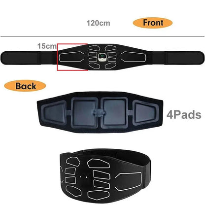 Electronic EMS Muscle Stimulator Abdominal Toning Belt With Remote Control Ab Trainer Fitness Equipment For Home USB Recharge